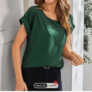 Shein Dark Green Sleeve Blouse